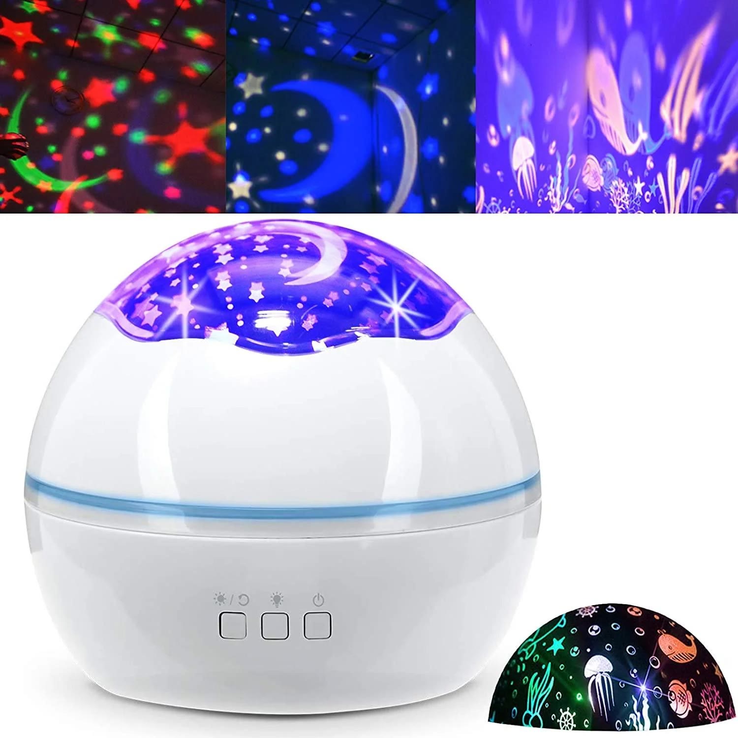 2 In 1 Ocean Star Night Light Projector Lamp 360 Degree Rotating - White - image 8