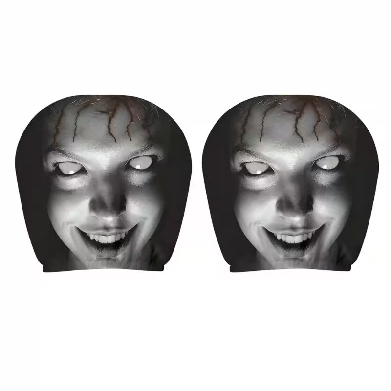 Ghost Face Headrest Covers, Scary Face Printing Auto Seat Universal Elastic Models Headrest Protector - 10 - 10.24 × 11.02 in - 8PCS - image 16