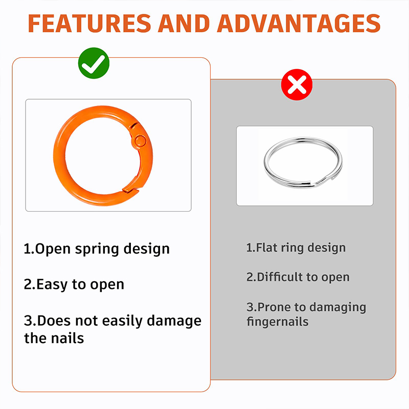 Carabiner Clip 50pcs Metal Colored Key Ring Clip Circle Keychain Rings