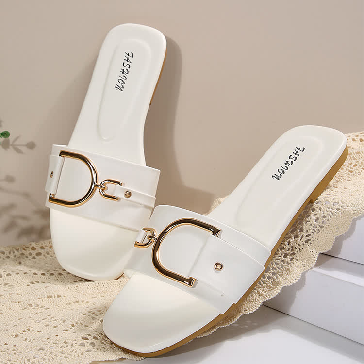 Elegant Metal Accents Square-toe Sandals - image 14