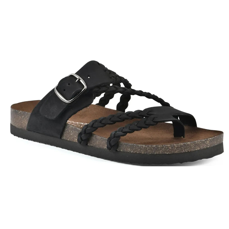 Women's Toe Ring Slide Sandals, Braided Strap Adjustable Buckle Flat Sandals - Black - US12 - image 1