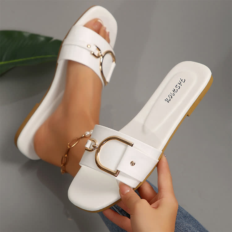 Elegant Metal Accents Square-toe Sandals - White - US 12 (43) - image 2