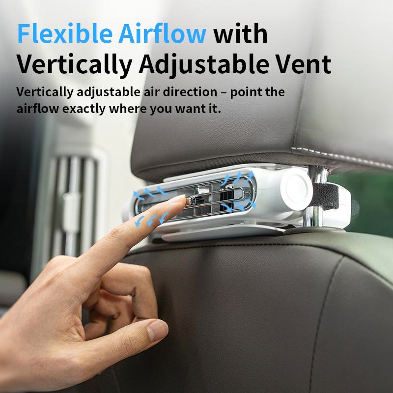 2026 New Upgrade Car Seat Velcro Fan: 3 Adjustable Speeds, Built-In 3000mAh Battery - image 2