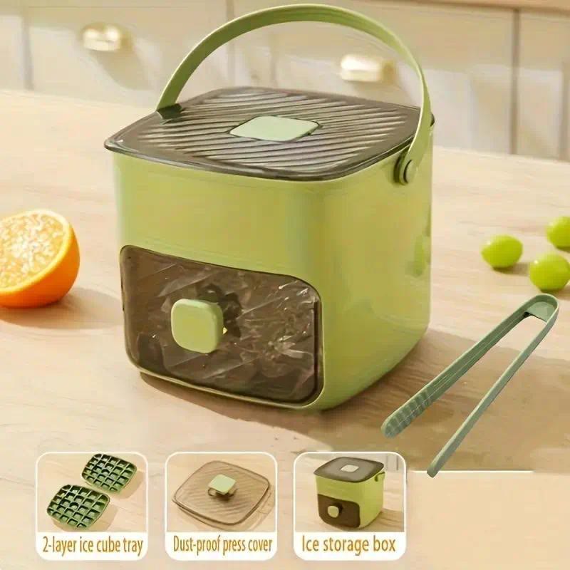 Handheld Ice Bucket, 48-Cell Ice Cube Tray, Ice Mold, Freezing Tool  - Green - image 1
