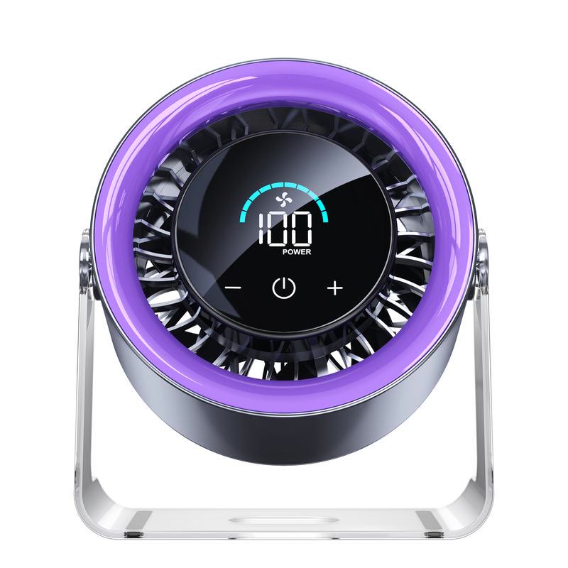 Turbo Desk Fan, 100-Speed Quiet Rechargeable Fan with Digital Display - image 1