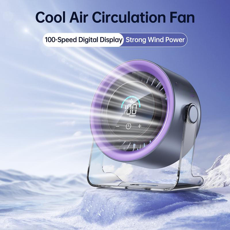 Turbo Desk Fan, 100-Speed Quiet Rechargeable Fan with Digital Display - image 6