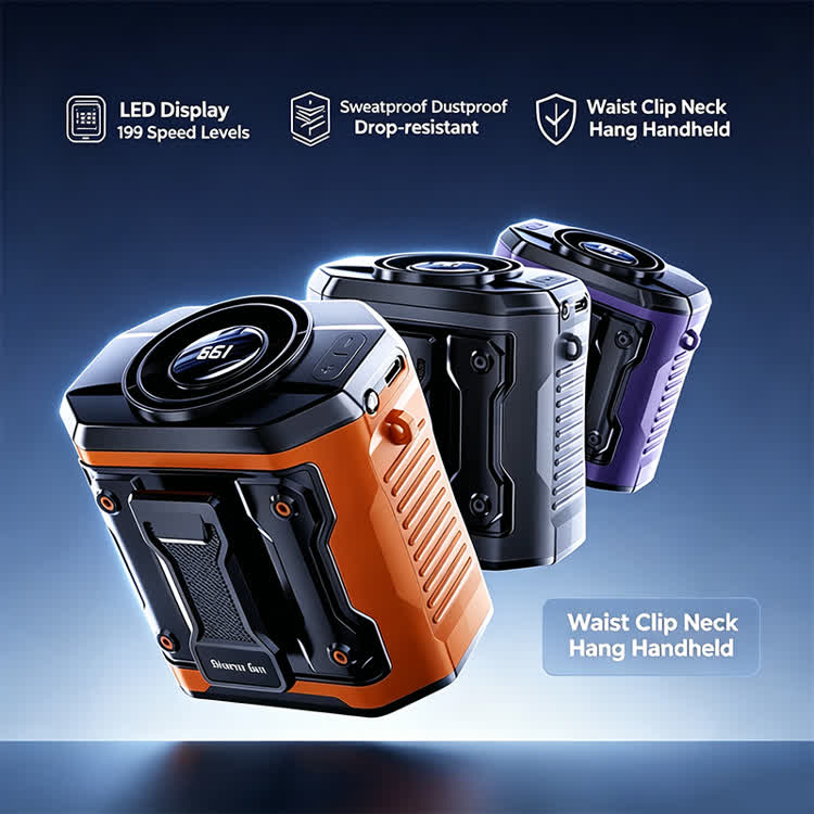 Cool Portable  Led Display Neck/waist Hanging Handheld Light & Fan - image 2
