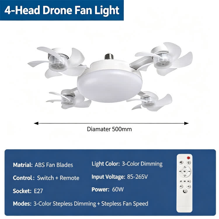 Quiet Home Operation Cooling Bright 2-in-1 Fan & Light - 4 fans - image 15