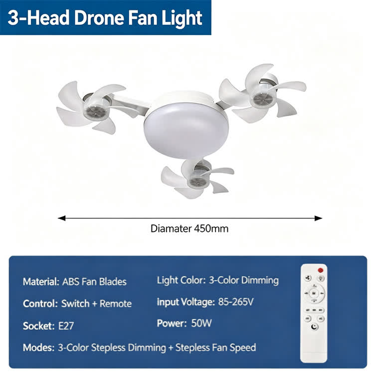 Quiet Home Operation Cooling Bright 2-in-1 Fan & Light - 3 fans - image 14