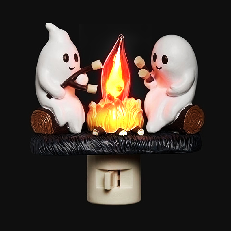 Halloween Ghost Spooky Campfire Flickering Nightlight - image 1