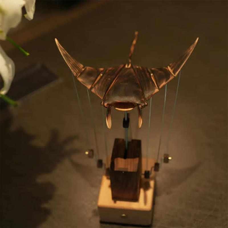 Wooden Manta Ray Automaton, Upgraded Version Handmade Wooden Electric Bionic Manta Ray Ornament - image 2