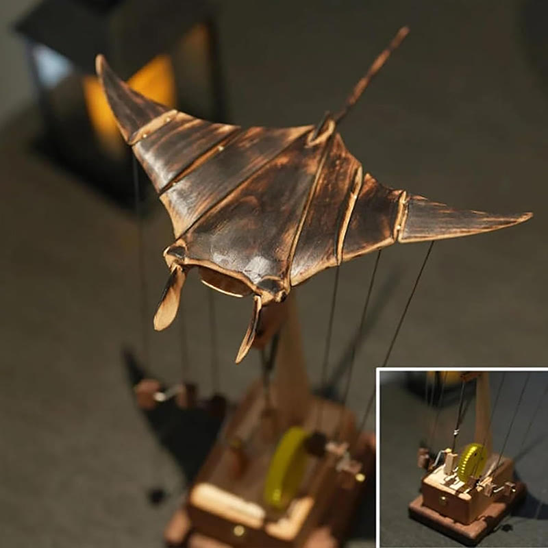 Wooden Manta Ray Automaton, Upgraded Version Handmade Wooden Electric Bionic Manta Ray Ornament - 24 * 18 * 24 cm - image 1