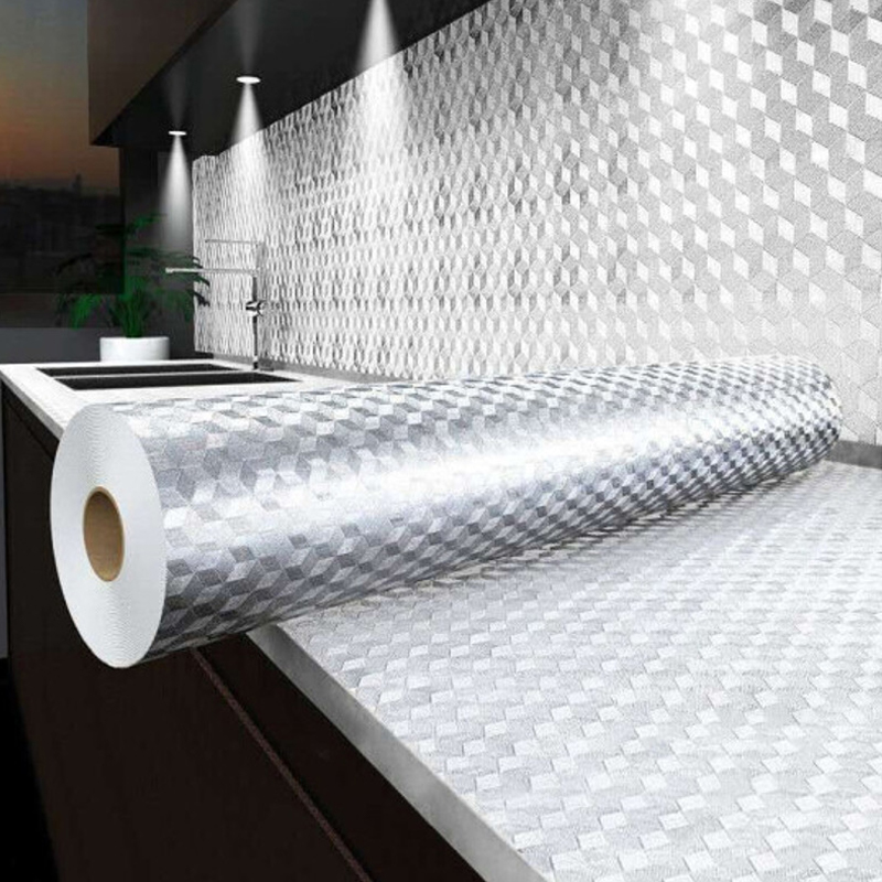 Metallic Luster Texture（fire/water/oil Prevention） Multifunctional Stickers - Block - 80cm*10m - image 8