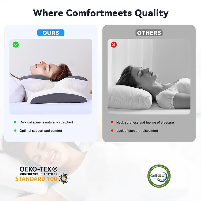 Cervical Neck Pillow For Neck Pain Relief, Ergonomic Neck Support Pillow For Sleeping, Contour Memory Foam Side Sleeper Pillow - image 6