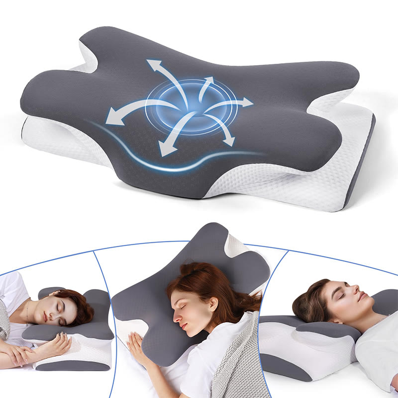 Cervical Neck Pillow For Neck Pain Relief, Ergonomic Neck Support Pillow For Sleeping, Contour Memory Foam Side Sleeper Pillow - Dark Grey - 25.6"Lx13.8"Wx5.5"H - image 1