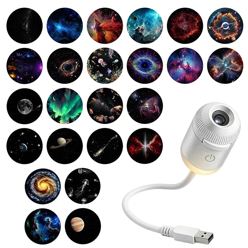 2-in-1 Galaxy Star Projector Night Light, 360 Rotating, Usb Powered - 24 Projection Films - image 1