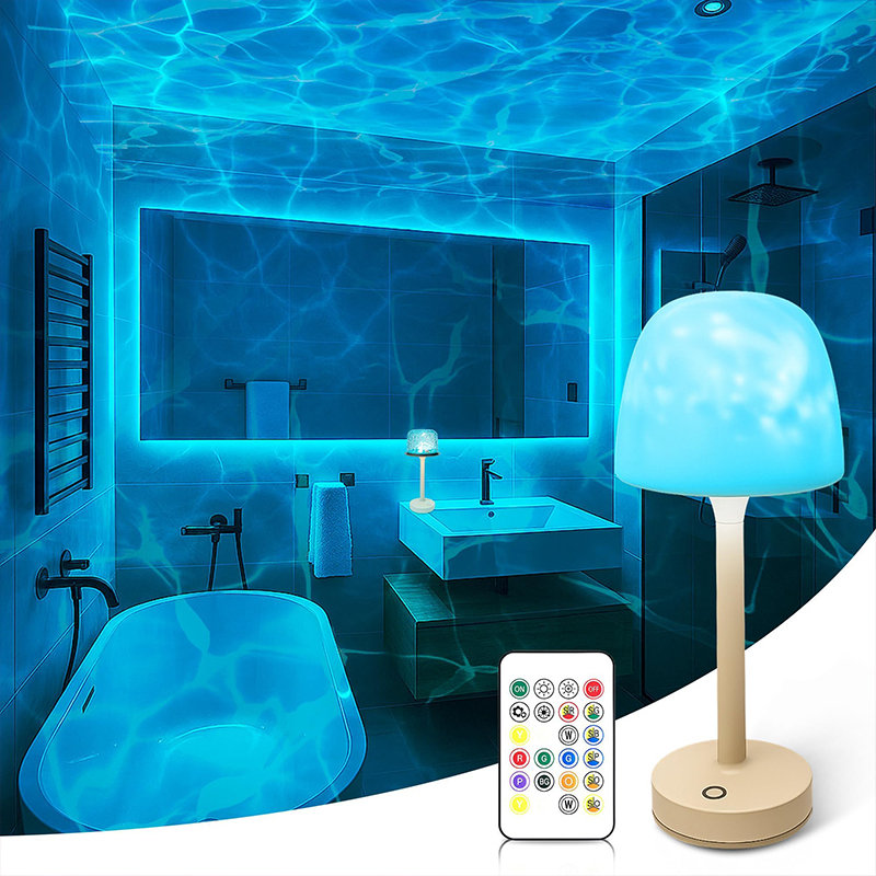 Water Wave Lamp, 16 Colors Rotating Dimmable Starry Sky Projector With Shade And Remote Control - White - image 1