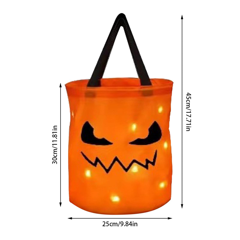 Light Led Up Halloween Trick Or Treat Bucket Pumpkin Candy Large Bags - image 3
