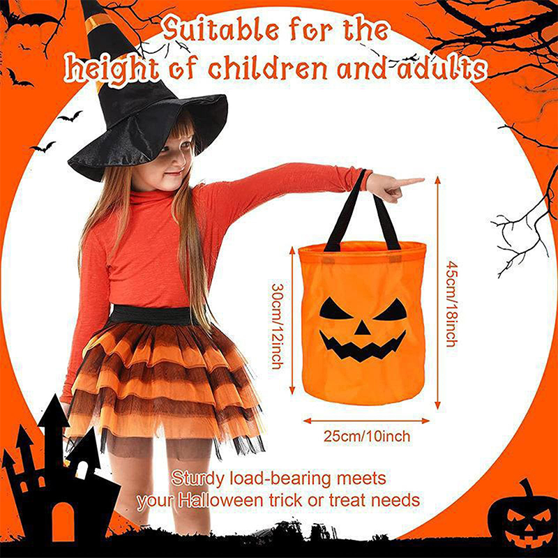 Light Led Up Halloween Trick Or Treat Bucket Pumpkin Candy Large Bags - image 4