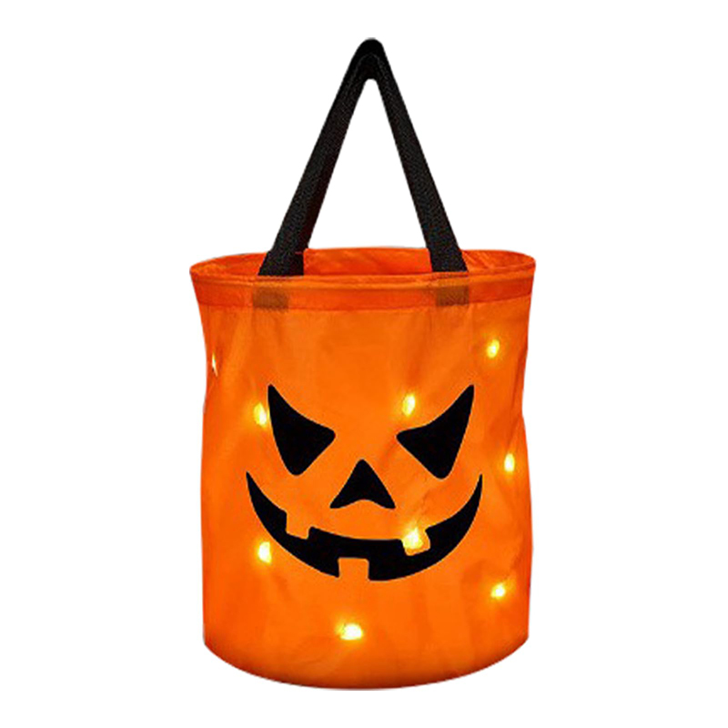 Light Led Up Halloween Trick Or Treat Bucket Pumpkin Candy Large Bags - 01 - 9.84 × 9.84 × 11.81 in - image 1