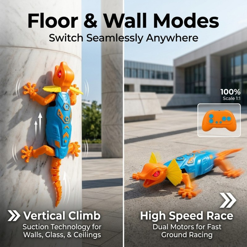 Rechargeable Climbing Chameleon, Wall Crawler Gecko, Remote Control Gecko Robot With Led Eyes - image 2