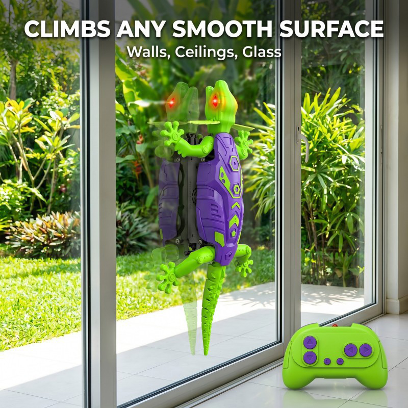 Rechargeable Climbing Chameleon, Wall Crawler Gecko, Remote Control Gecko Robot With Led Eyes - image 6