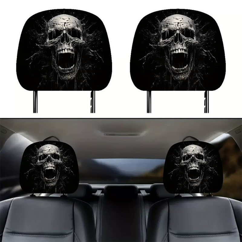 Ghost Face Headrest Covers, Scary Face Printing Auto Seat Universal Elastic Models Headrest Protector - 02 - 10.24 × 11.02 in - 8PCS - image 8
