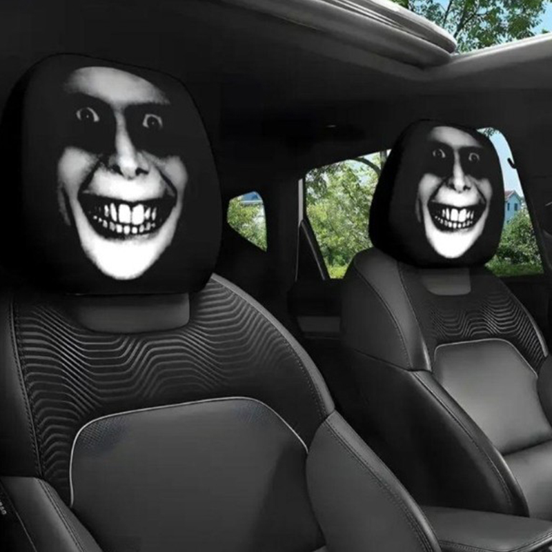 Ghost Face Headrest Covers, Scary Face Printing Auto Seat Universal Elastic Models Headrest Protector - image 2