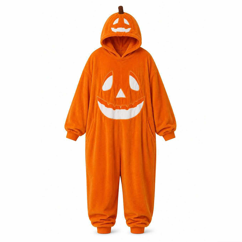 Unisex Halloween Pumpkin Hooded One Piece Cosplay Suit Family Halloween Outfits - image 5
