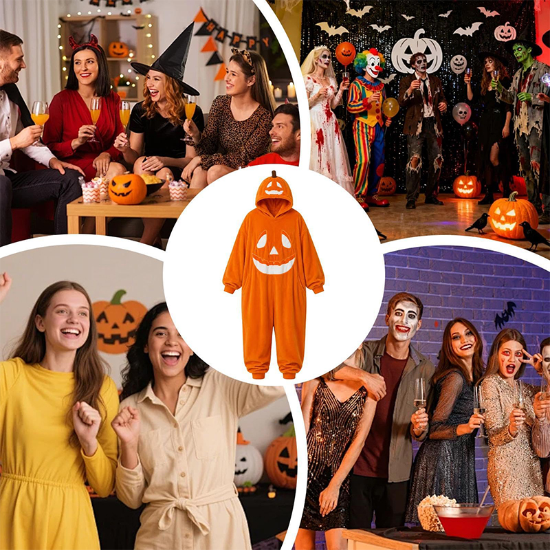 Unisex Halloween Pumpkin Hooded One Piece Cosplay Suit Family Halloween Outfits - image 9