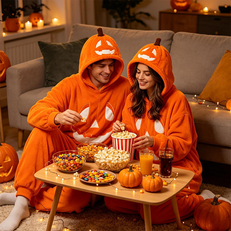 Unisex Halloween Pumpkin Hooded One Piece Cosplay Suit Family Halloween Outfits - image 8