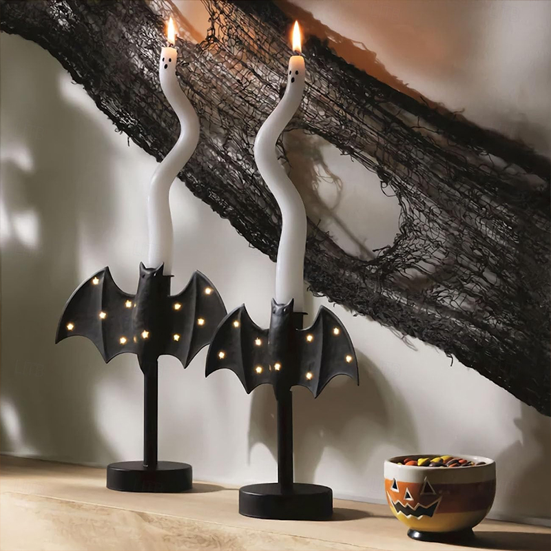Halloween Candle Holder Twinkle Bat Candlestick Gothic Bat Candle Holder - image 3