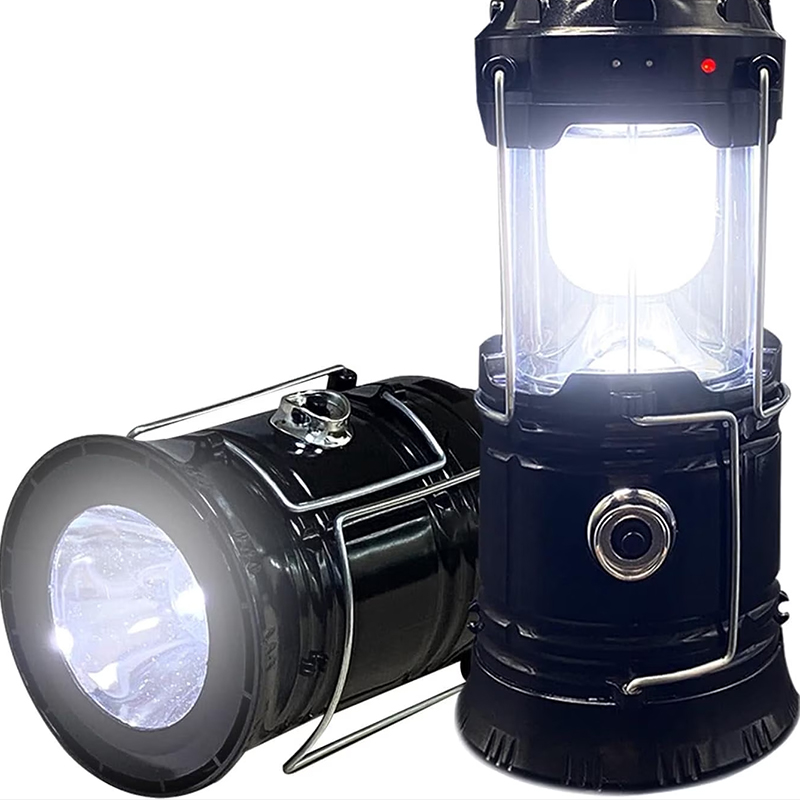 Led Camping Lantern, Solar & Usb Rechargeable, Collapsible Portable Light For Camping, Hiking, Emergencies, Hurricanes, Storms - Black - 4Pack - image 1