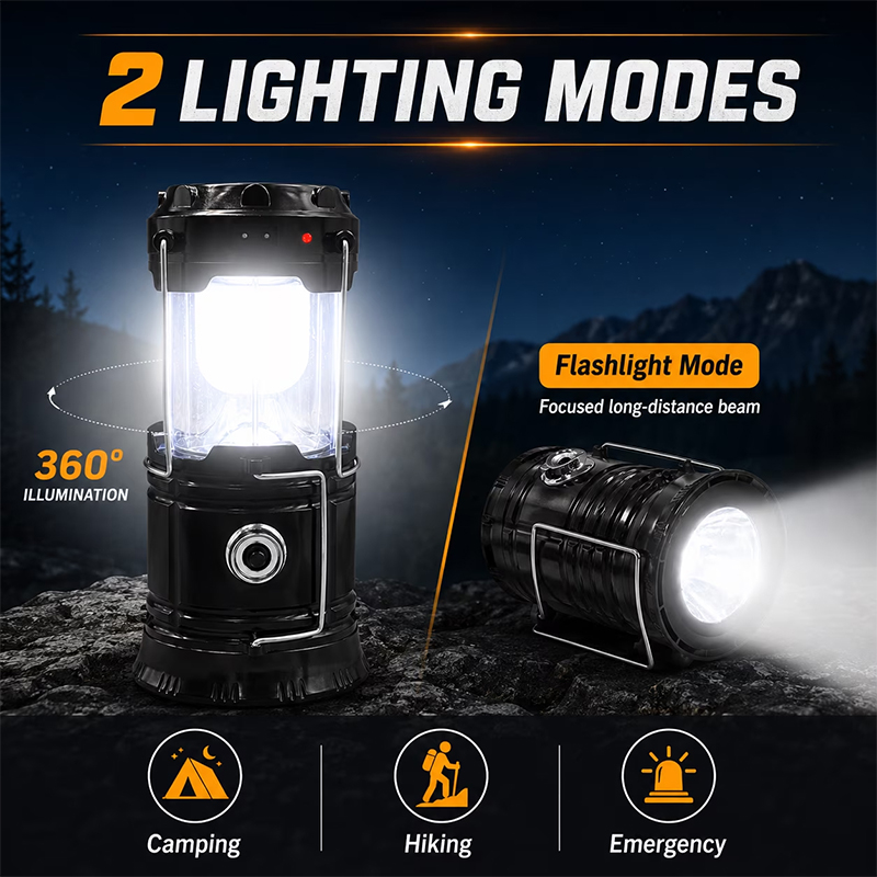 Led Camping Lantern, Solar & Usb Rechargeable, Collapsible Portable Light For Camping, Hiking, Emergencies, Hurricanes, Storms - image 3