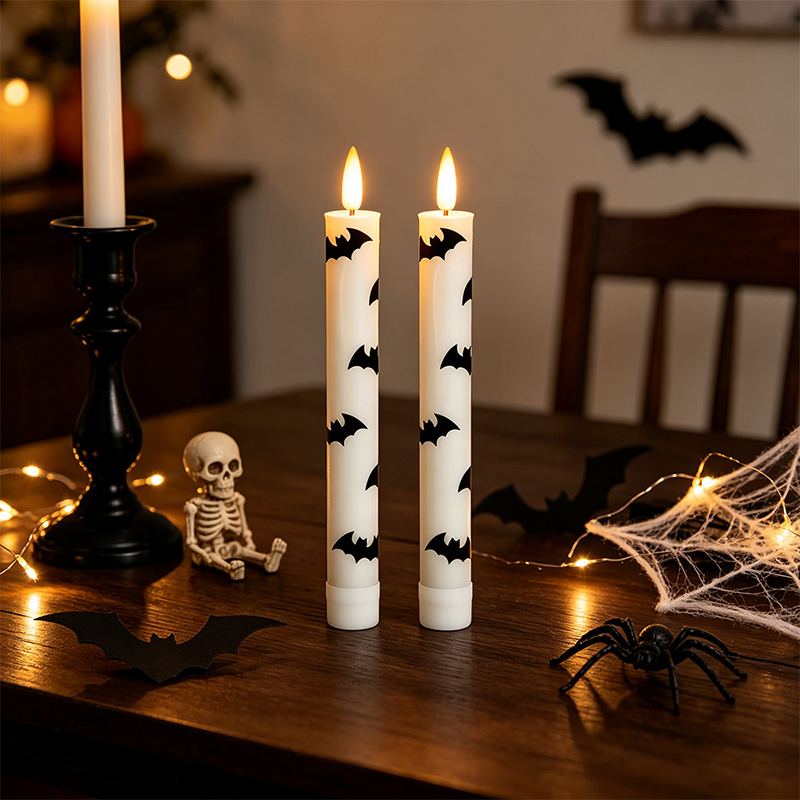 Halloween Flameless Taper Candles, Led Taper Candles Battery Operated With Remote Timer - 🦇 Bat - 6-Piece Candle Set - image 1