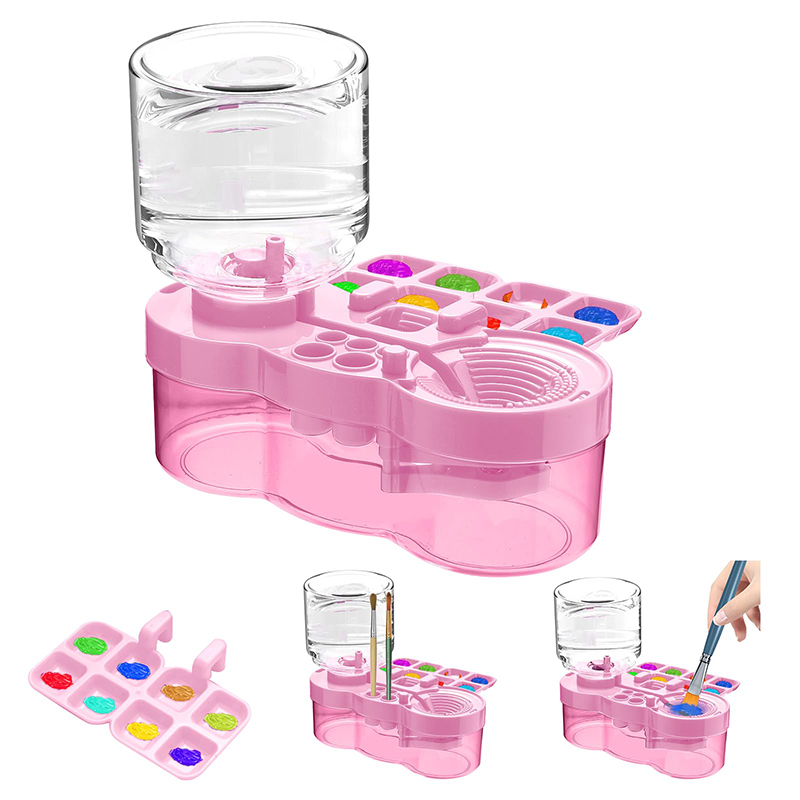 Upgraded Paint Brush Cleaner Tool,Brush Rinser Cup Painting Running Water Circulation Art Supplies For Acrylic,Watercolor And Wa - Pink - image 1