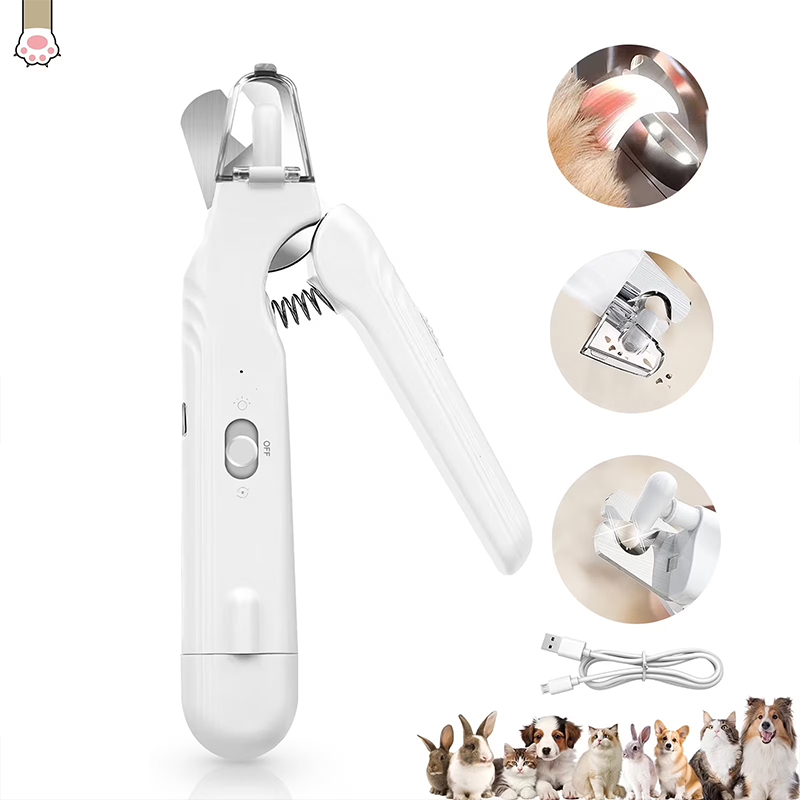 Electric Dog Cat Nail Clippers Trimmer With Led Light Durable Grinder For Large Medium Small Dogs Cats Pets - White - one size - image 2