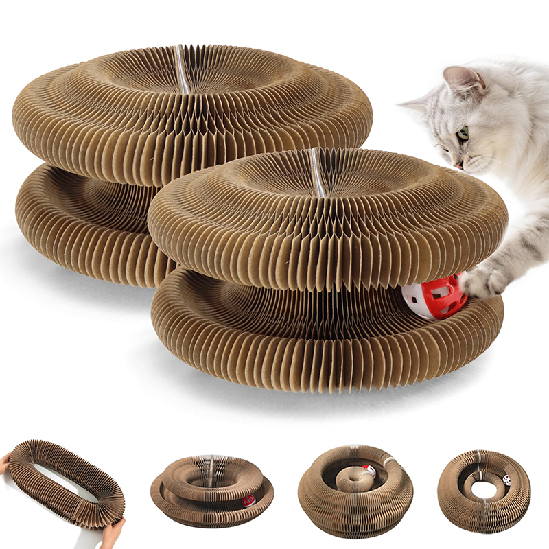Magic Organ Cat Toy Foldable Cardboard Cat Scratcher Cat Ball Track Toy With Ball - 2 Pack - one size - image 1