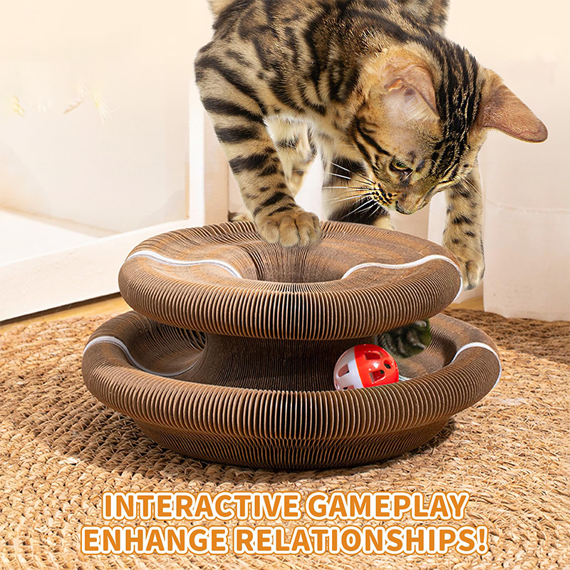 Magic Organ Cat Toy Foldable Cardboard Cat Scratcher Cat Ball Track Toy With Ball - image 2