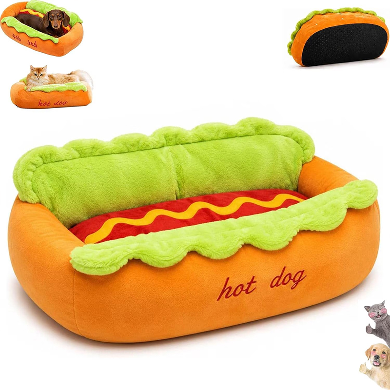 Hotdog Pet Dog Bed Cat Nest Washable Pet Mat Removable Cat Sofa - Ketchup Hot Dog - L - image 2