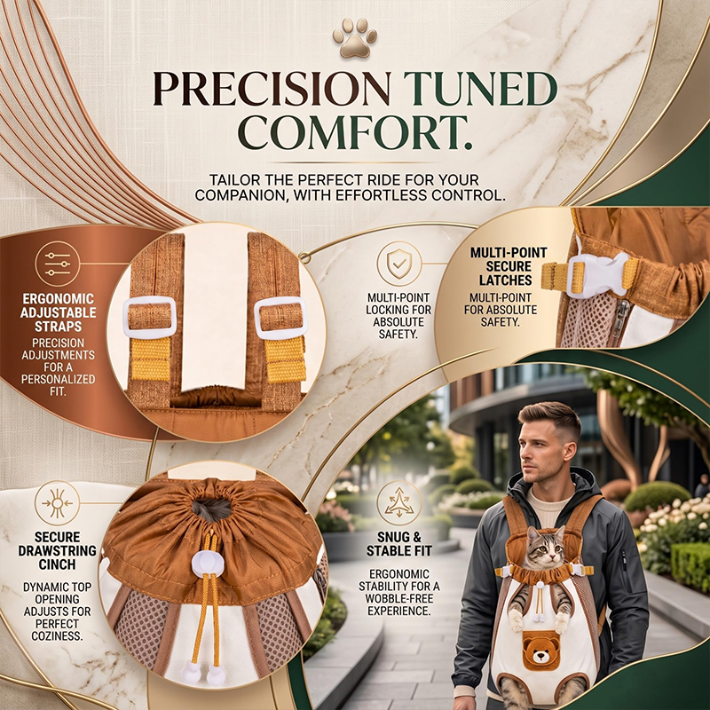 Cute Bear Design Front Pet Carrier Backpack, Adjustable Breathable Front Facing Pet Carrier For Dogs And Cats - image 2