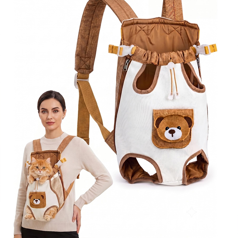 Cute Bear Design Front Pet Carrier Backpack, Adjustable Breathable Front Facing Pet Carrier For Dogs And Cats - 3XL - image 1