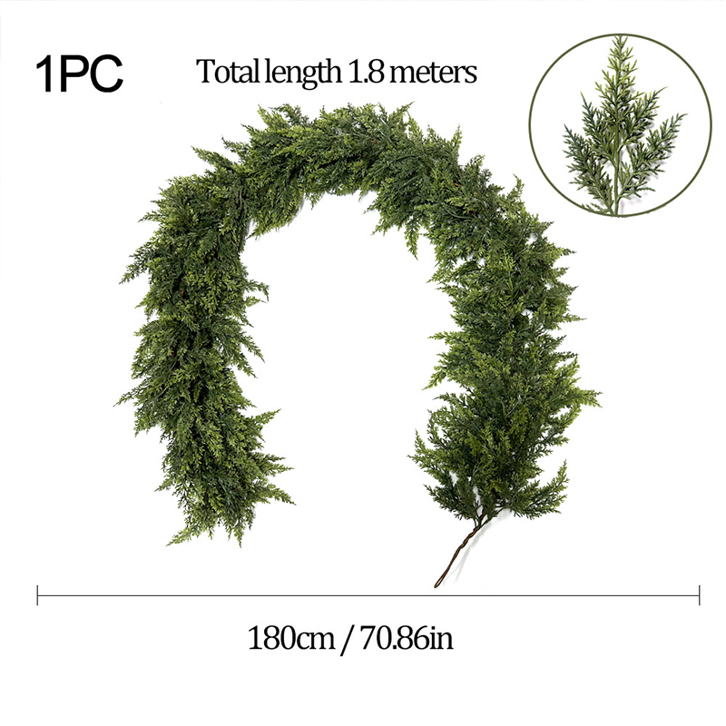 Artificial Cedar Garlands, Real Touch Winter Cedar Garland For Table, Mantle, Wall, Indoor, Outdoor Christmas Decorations - 6 ft Cedar Garland – Full - image 2
