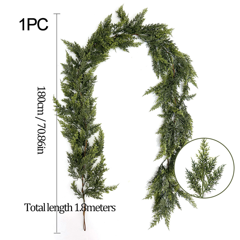 Artificial Cedar Garlands, Real Touch Winter Cedar Garland For Table, Mantle, Wall, Indoor, Outdoor Christmas Decorations - 6 ft Cedar Garland – Standard - image 1