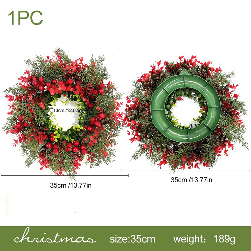 Artificial Cedar Garlands, Real Touch Winter Cedar Garland For Table, Mantle, Wall, Indoor, Outdoor Christmas Decorations - Red Berry & Pine Needle Wreath - image 3