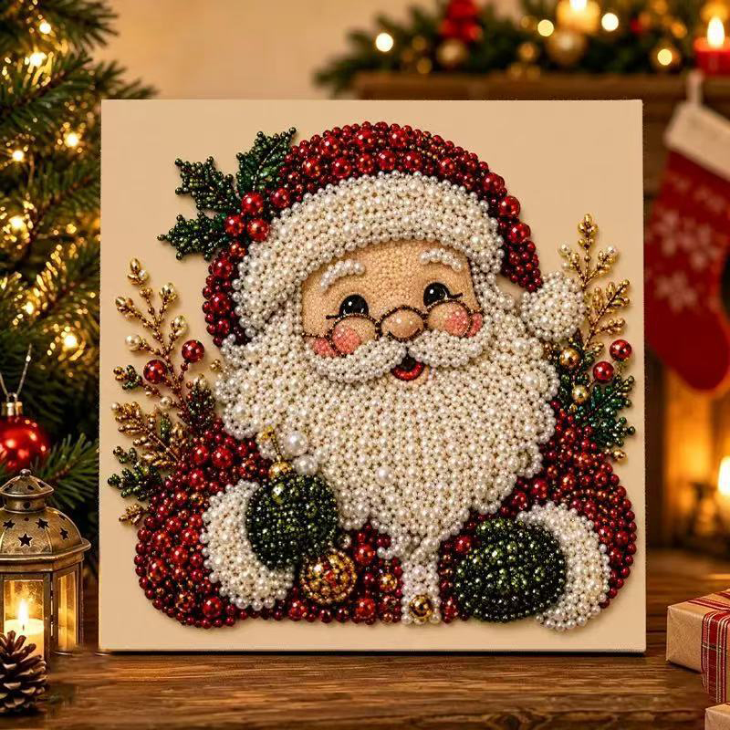 Diy 3d Christmas Pearl Diamond Art Painting Kit - 🎅 Santa Claus - 7.9 × 7.9 in – Stretched Frame + Pearl & Tool Kit - image 2