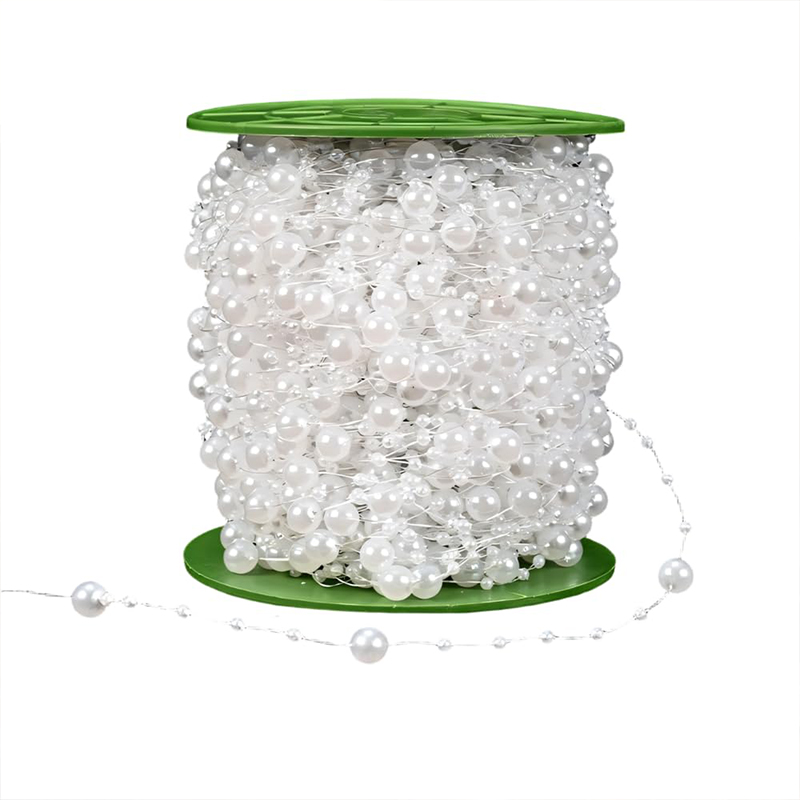 Crystal Acrylic Bead Garland Wedding Centerpiece Floral Crafting Diy Accessory - White - 196.9 ft (60 m) - image 1