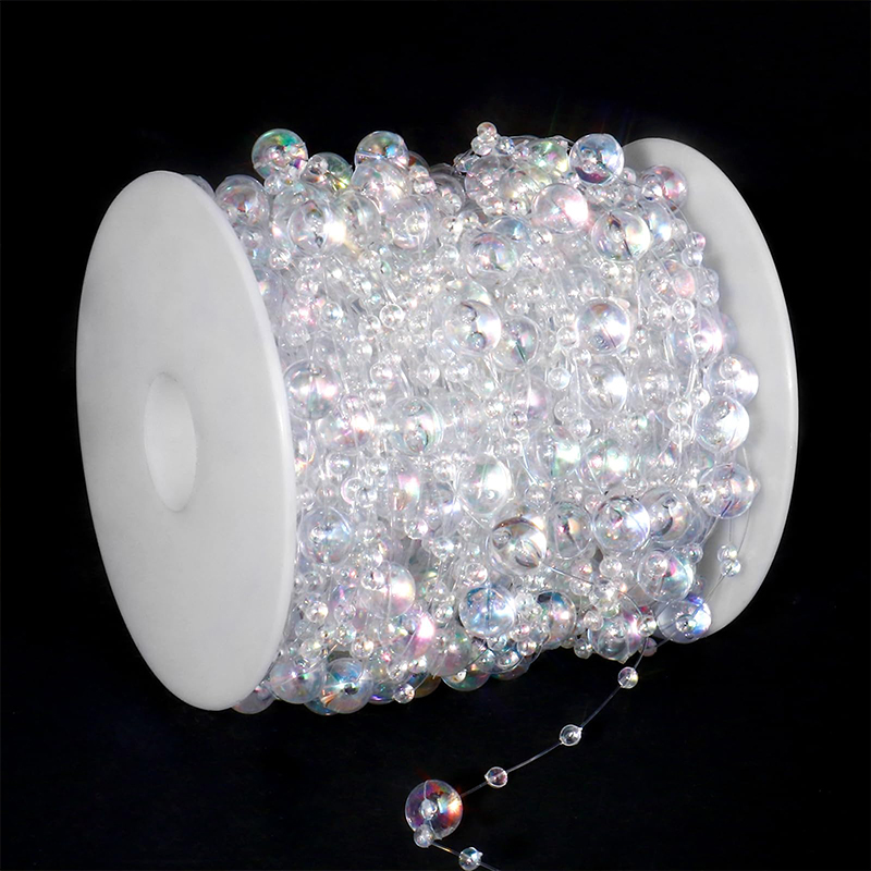 Crystal Acrylic Bead Garland Wedding Centerpiece Floral Crafting Diy Accessory - Iridescent Clear - 196.9 ft (60 m) - image 14