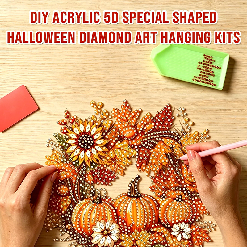 Halloween Diamond Art Hanging Kits For Adults Beginners, Diy Acrylic 5d Special Shaped Crystal Diamond Gem Art Painting Hanging  - image 2