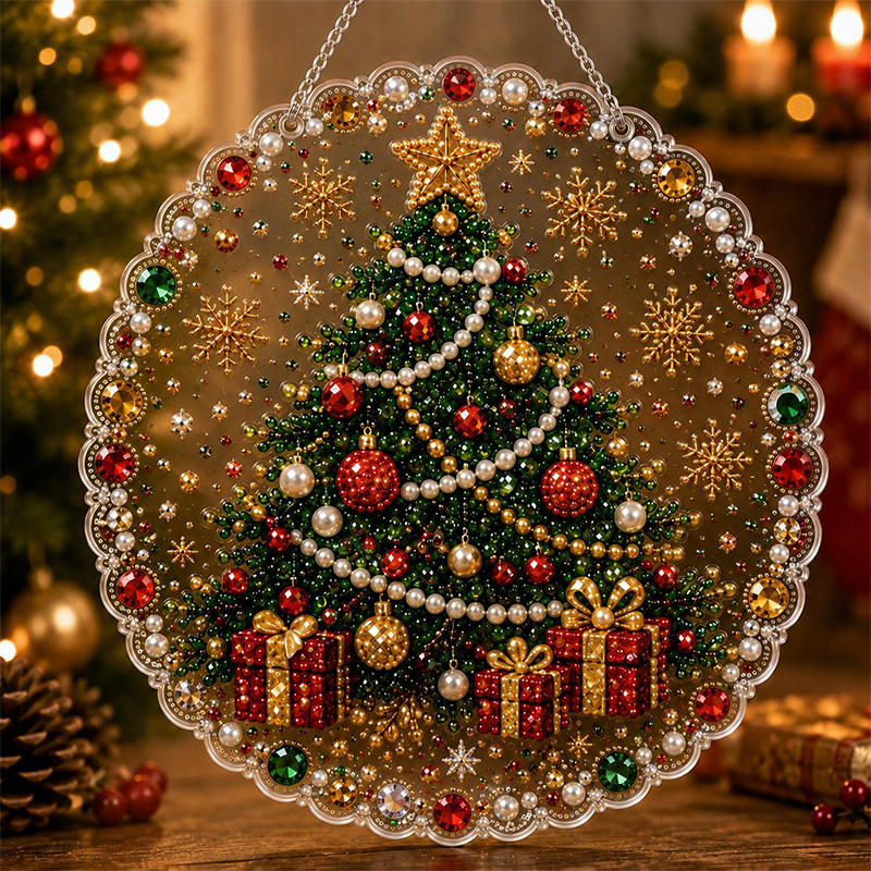 Christmas Pearl Diamond Art Kit For Adults Diy Craft - 2# - 9.8 × 9.8 in - image 1